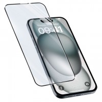 Tempered Glass Για iPhone 16 PLUS Full Cover Glue Προστατευτικό Οθόνης - Mαύρο