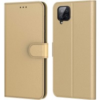 Θήκη Book Style με Βάση Στήριξης για Samsung (Galaxy A12) - ΧΡΥΣΟ